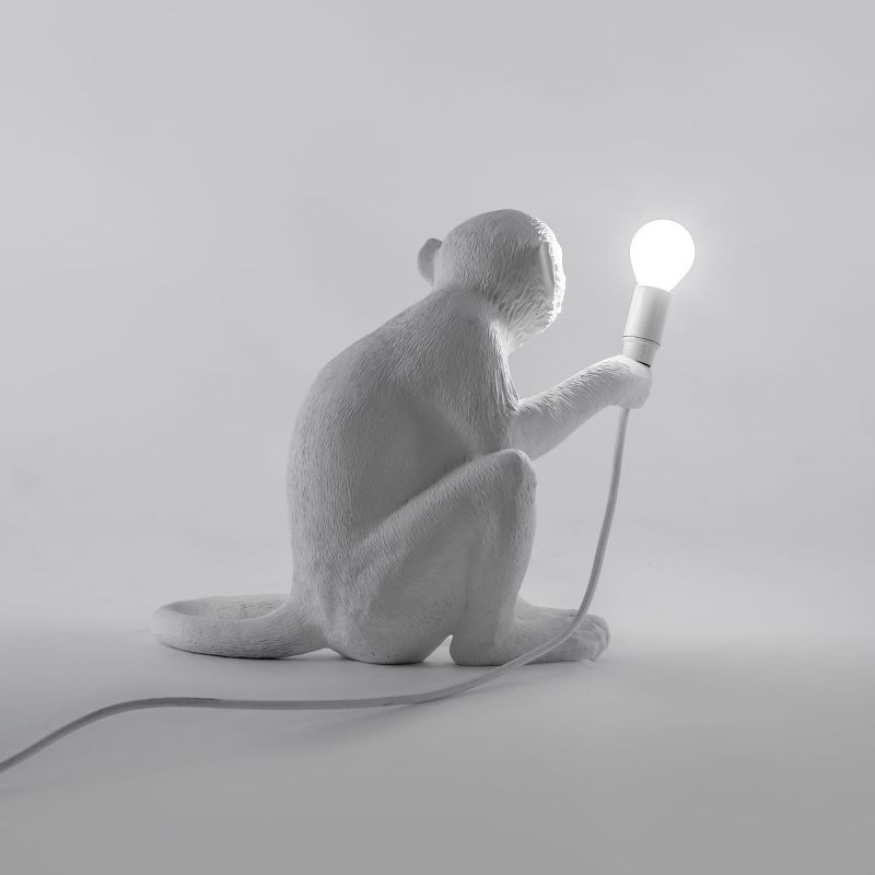 Lampada Scimmia Monkey Lamp Seletti Bianca Seduta